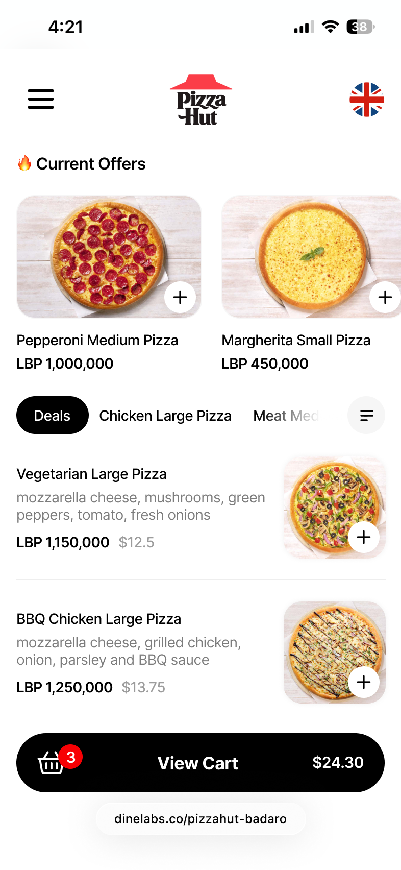 Pizza Hut storefront on a phone